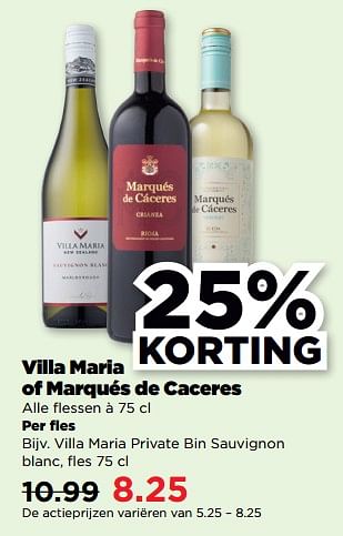 Aanbiedingen Villa maria private bin sauvignon blanc - Witte wijnen - Geldig van 19/02/2023 tot 25/02/2023 bij Plus