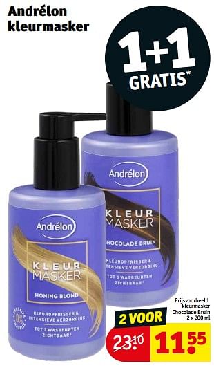 Aanbiedingen Kleurmasker chocolade bruin - Andrelon - Geldig van 21/02/2023 tot 26/02/2023 bij Kruidvat