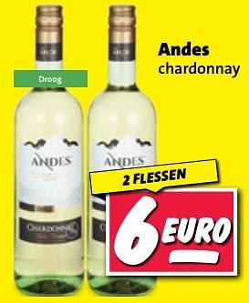 Aanbiedingen Andes chardonnay - Witte wijnen - Geldig van 20/02/2023 tot 26/02/2023 bij Nettorama