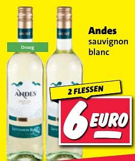 Aanbiedingen Andes sauvignon blanc - Witte wijnen - Geldig van 20/02/2023 tot 26/02/2023 bij Nettorama