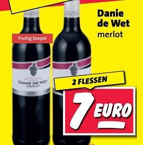 Aanbiedingen Danie de wet merlot - Rode wijnen - Geldig van 20/02/2023 tot 26/02/2023 bij Nettorama