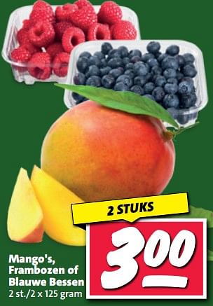 Aanbiedingen Mango`s, frambozen of blauwe bessen - Huismerk - Nettorama - Geldig van 20/02/2023 tot 26/02/2023 bij Nettorama