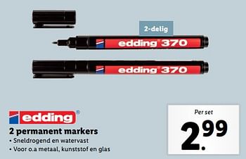 Aanbiedingen 2 permanent markers - Edding - Geldig van 20/02/2023 tot 26/02/2023 bij Lidl