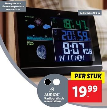Aanbiedingen Auriol radiografisch weerstation - Auriol - Geldig van 20/02/2023 tot 26/02/2023 bij Lidl