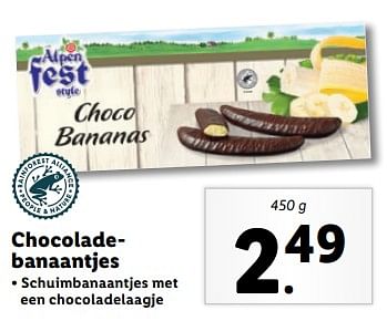 Aanbiedingen Chocoladebanaantjes - Alpen Fest - Geldig van 20/02/2023 tot 26/02/2023 bij Lidl