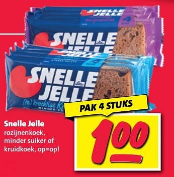 Aanbiedingen Snelle jelle rozijnenkoek, minder suiker of kruidkoek - Snelle Jelle - Geldig van 20/02/2023 tot 26/02/2023 bij Nettorama