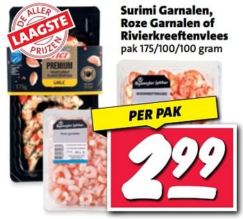 Aanbiedingen Surimi garnalen, roze garnalen of rivierkreeftenvlees - Huismerk - Nettorama - Geldig van 20/02/2023 tot 26/02/2023 bij Nettorama
