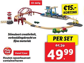 Aanbiedingen Houten spoorbaanset containerhaven - Playtive Junior - Geldig van 20/02/2023 tot 26/02/2023 bij Lidl
