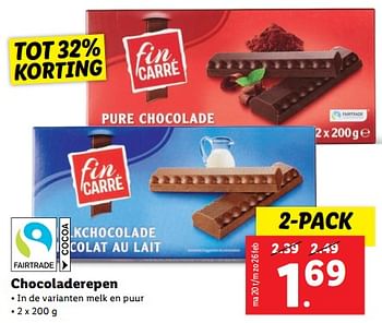 Aanbiedingen Chocoladerepen - Fin Carré - Geldig van 20/02/2023 tot 26/02/2023 bij Lidl