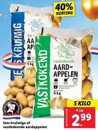 Aanbiedingen Iets kruimige of vastkokende aardappelen - Huismerk - Lidl - Geldig van 20/02/2023 tot 26/02/2023 bij Lidl
