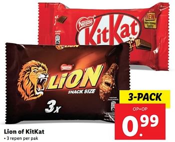 Aanbiedingen Lion of kitkat - Nestlé - Geldig van 20/02/2023 tot 26/02/2023 bij Lidl