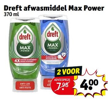 Aanbiedingen Dreft afwasmiddel max power - Dreft - Geldig van 21/02/2023 tot 26/02/2023 bij Kruidvat