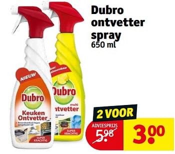 Aanbiedingen Dubro ontvetter spray - dubro - Geldig van 21/02/2023 tot 26/02/2023 bij Kruidvat