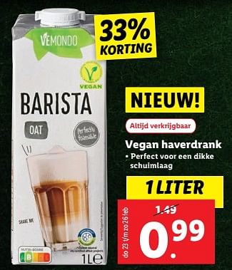 Aanbiedingen Vegan haverdrank - Barista &amp; Co - Geldig van 20/02/2023 tot 26/02/2023 bij Lidl