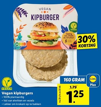 Aanbiedingen Vegan kipburgers - Huismerk - Lidl - Geldig van 20/02/2023 tot 26/02/2023 bij Lidl