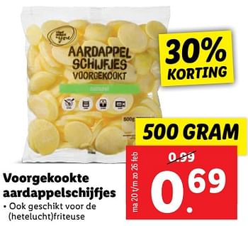Aanbiedingen Voorgekookte aardappelschijfjes - Huismerk - Lidl - Geldig van 20/02/2023 tot 26/02/2023 bij Lidl