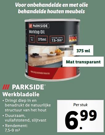 Aanbiedingen Werkbladolie - Parkside - Geldig van 20/02/2023 tot 26/02/2023 bij Lidl