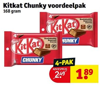 Aanbiedingen Kitkat chunky voordeelpak - Nestlé - Geldig van 21/02/2023 tot 26/02/2023 bij Kruidvat