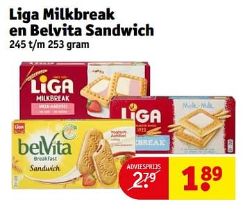 Aanbiedingen Liga milkbreak en belvita sandwich - Liga - Geldig van 21/02/2023 tot 26/02/2023 bij Kruidvat
