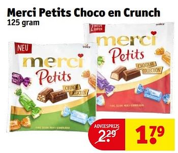 Aanbiedingen Merci petits choco en crunch - MERCI - Geldig van 21/02/2023 tot 26/02/2023 bij Kruidvat