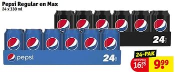 Aanbiedingen Pepsi regular en max - Pepsi - Geldig van 21/02/2023 tot 26/02/2023 bij Kruidvat