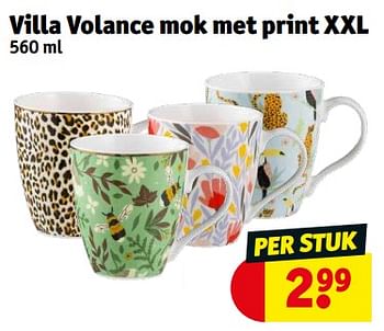 Aanbiedingen Villa volance mok met print xxl - Villa Volance - Geldig van 21/02/2023 tot 26/02/2023 bij Kruidvat