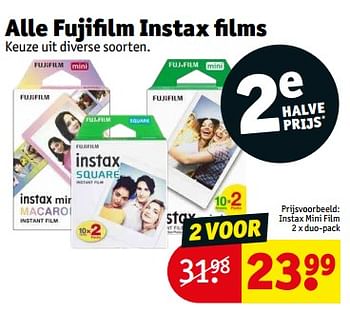 Aanbiedingen Instax mini film 2 x duo - Fujifilm - Geldig van 21/02/2023 tot 26/02/2023 bij Kruidvat