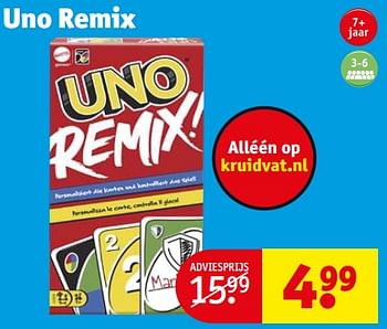 Aanbiedingen Uno remix - Mattel - Geldig van 21/02/2023 tot 26/02/2023 bij Kruidvat