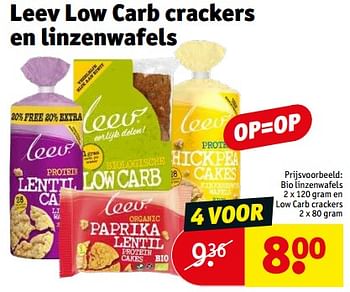 Aanbiedingen Bio linzenwafels en low carb crackers - leev - Geldig van 21/02/2023 tot 26/02/2023 bij Kruidvat