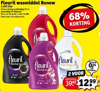 Aanbiedingen Fleuril wasmiddel renew - Fleuril - Geldig van 21/02/2023 tot 26/02/2023 bij Kruidvat