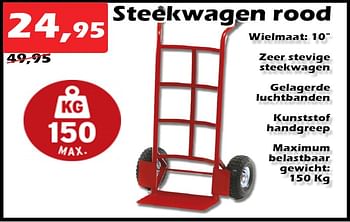 Aanbiedingen Steekwagen rood - Huismerk - Itek - Geldig van 16/02/2023 tot 12/03/2023 bij Itek