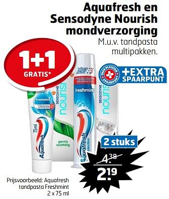Aanbiedingen Aquafresh tandpasta freshmint - Aquafresh - Geldig van 21/02/2023 tot 05/03/2023 bij Trekpleister