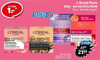 Aanbiedingen Dagcrème revitalift red cream - L'Oreal Paris - Geldig van 21/02/2023 tot 05/03/2023 bij Trekpleister