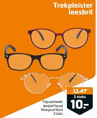 Aanbiedingen Leesbril metaal rosegoud rond - Huismerk - Trekpleister - Geldig van 21/02/2023 tot 05/03/2023 bij Trekpleister