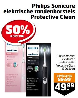 Aanbiedingen Philips elektrische tandenborstel protective clean 4300 zwart - Philips - Geldig van 21/02/2023 tot 05/03/2023 bij Trekpleister