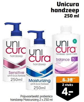 Aanbiedingen Prebiotica handzeep moisturizing - Unicura - Geldig van 21/02/2023 tot 05/03/2023 bij Trekpleister