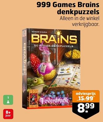Aanbiedingen 999 games brains denkpuzzels - 999games - Geldig van 21/02/2023 tot 05/03/2023 bij Trekpleister