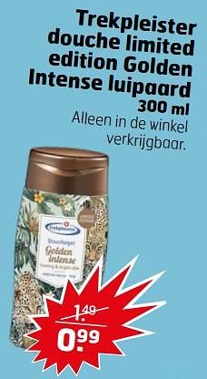 Aanbiedingen Trekpleister douche limited edition golden intense luipaard - Huismerk - Trekpleister - Geldig van 21/02/2023 tot 05/03/2023 bij Trekpleister