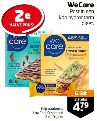 Aanbiedingen Low carb crispbread - WeCare - Geldig van 21/02/2023 tot 05/03/2023 bij Trekpleister