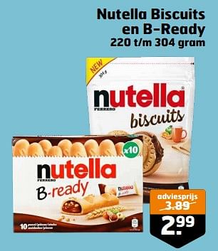 Aanbiedingen Nutella biscuits en b-ready - Nutella - Geldig van 21/02/2023 tot 05/03/2023 bij Trekpleister