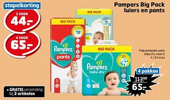 Aanbiedingen Pants baby dry maat 5 - Pampers - Geldig van 21/02/2023 tot 05/03/2023 bij Trekpleister