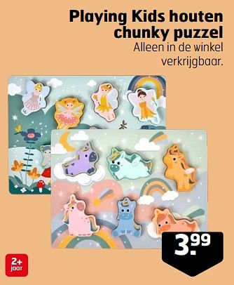 Aanbiedingen Playing kids houten chunky puzzel - Playing Kids - Geldig van 21/02/2023 tot 05/03/2023 bij Trekpleister