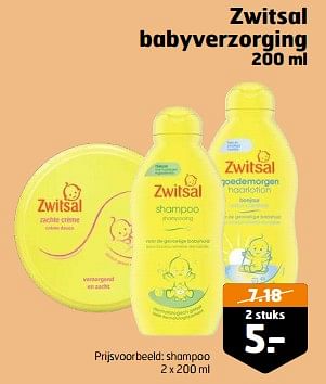 Aanbiedingen Zwitsal babyverzorging shampoo - Zwitsal - Geldig van 21/02/2023 tot 05/03/2023 bij Trekpleister