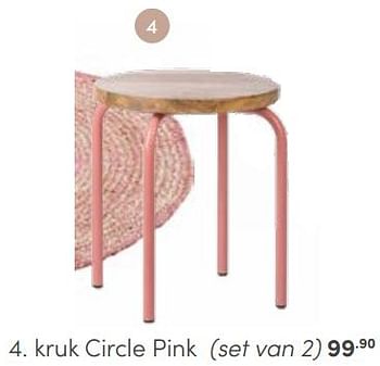 Aanbiedingen Kruk circle pink set van 2 - Huismerk - Baby &amp; Tiener Megastore - Geldig van 26/02/2023 tot 11/03/2023 bij Baby & Tiener Megastore