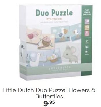 Aanbiedingen Little dutch duo puzzel flowers + butterflies - Little Dutch - Geldig van 26/02/2023 tot 11/03/2023 bij Baby & Tiener Megastore