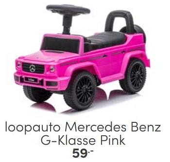 Aanbiedingen Loopauto mercedes benz g-klasse pink - Huismerk - Baby &amp; Tiener Megastore - Geldig van 26/02/2023 tot 11/03/2023 bij Baby & Tiener Megastore