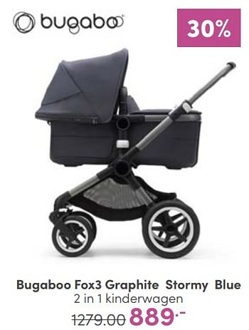 Aanbiedingen Bugaboo fox3 graphite stormy blue 2 in 1 kinderwagen - Bugaboo - Geldig van 26/02/2023 tot 04/03/2023 bij Baby & Tiener Megastore
