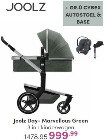 Aanbiedingen Joolz day+ marvellous green 3 in 1 kinderwagen - Joolz - Geldig van 26/02/2023 tot 04/03/2023 bij Baby & Tiener Megastore