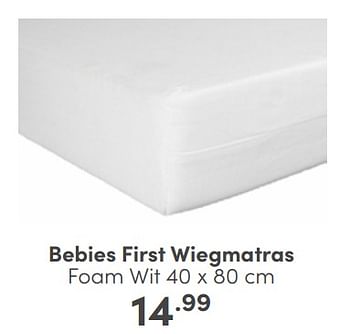 Aanbiedingen Bebies first wiegmatras foam wit - bebiesfirst - Geldig van 26/02/2023 tot 04/03/2023 bij Baby & Tiener Megastore