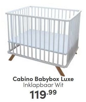 Aanbiedingen Cabino babybox luxe inklapbaar wit - Cabino - Geldig van 26/02/2023 tot 04/03/2023 bij Baby & Tiener Megastore